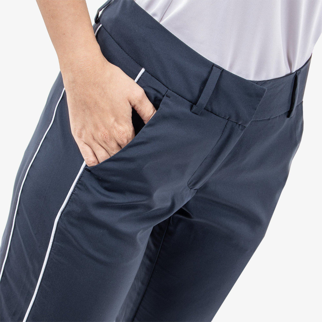 Nicole is a Breathable pants for  in the color Navy/White(3)