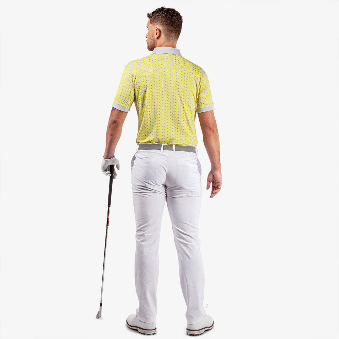 Malcolm is a Breathable short sleeve golf shirt for Men in the color Sunny Lime/Cool Grey/White(7)