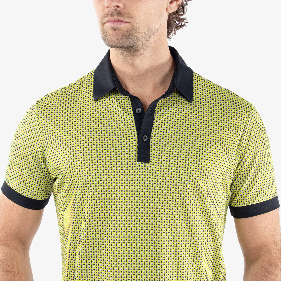 Mate is a Breathable short sleeve golf shirt for Men in the color Sunny Lime/Black(3)