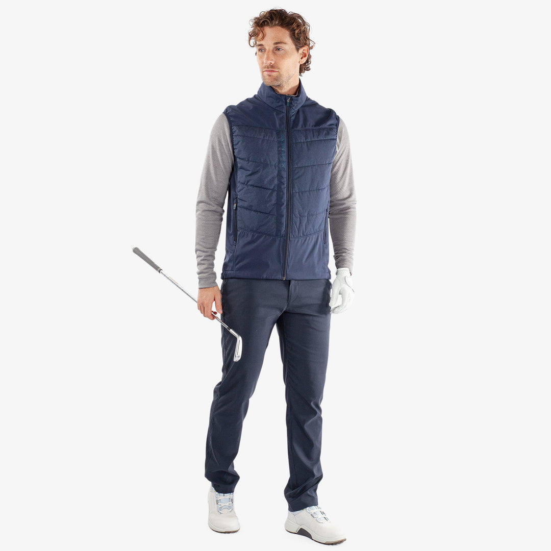 Lauro is a Windproof and water repellent vest for  in the color Navy(2)