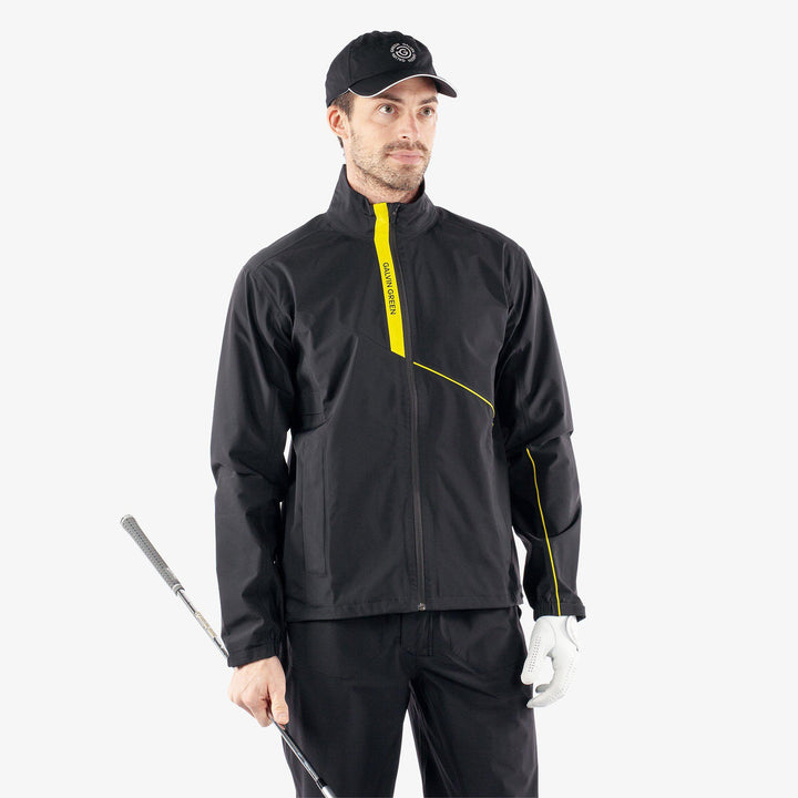 Apollo  is a Waterproof jacket for Men in the color Black/Sunny Lime(1)
