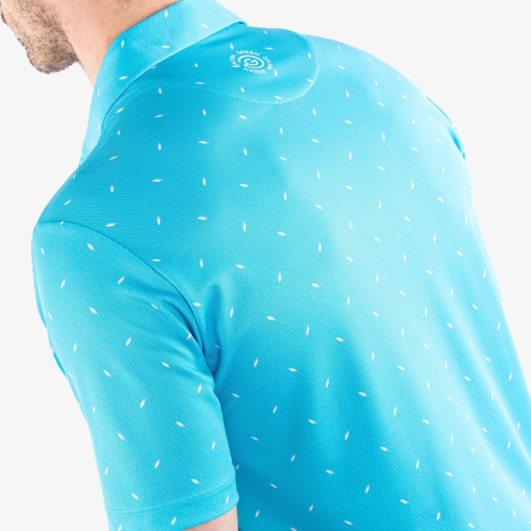 Miklos is a Breathable short sleeve golf shirt for Men in the color Aqua(5)