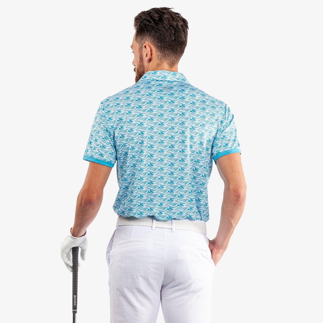 Madden is a Breathable short sleeve golf shirt for Men in the color Aqua/White (5)