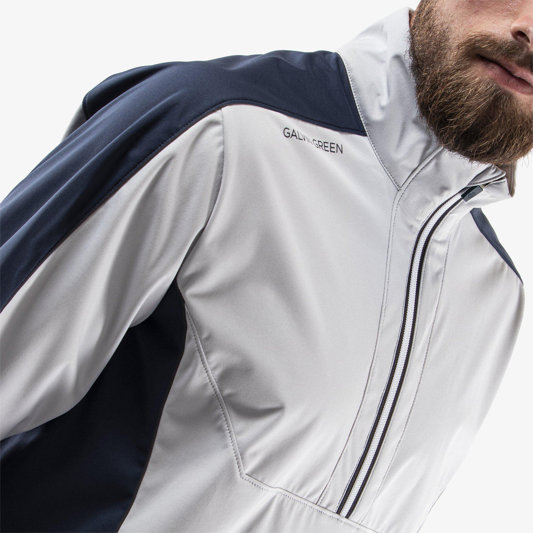Lawrence is a Windproof and water repellent jacket for  in the color Cool Grey/Navy(4)