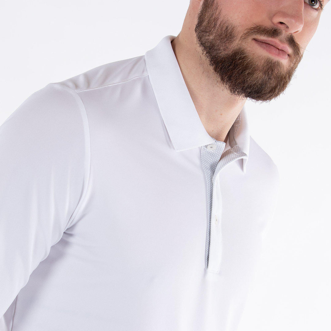 Marwin is a Breathable long sleeve golf shirt for Men in the color White(3)