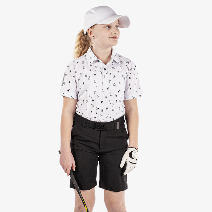 Rowan is a Breathable short sleeve golf shirt for Juniors in the color White/Black(1)