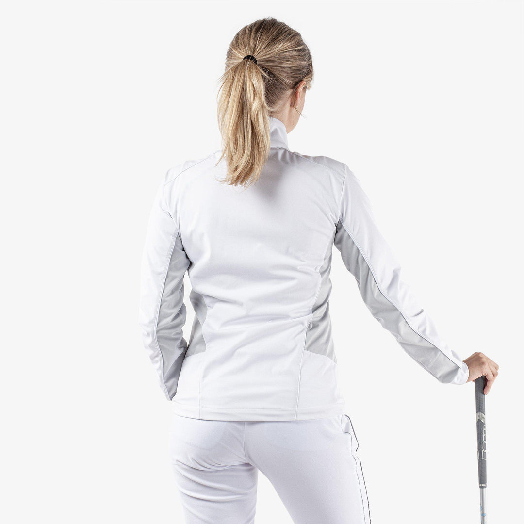 Larissa is a Windproof and water repellent golf jacket for Women in the color White/Cool Grey(7)