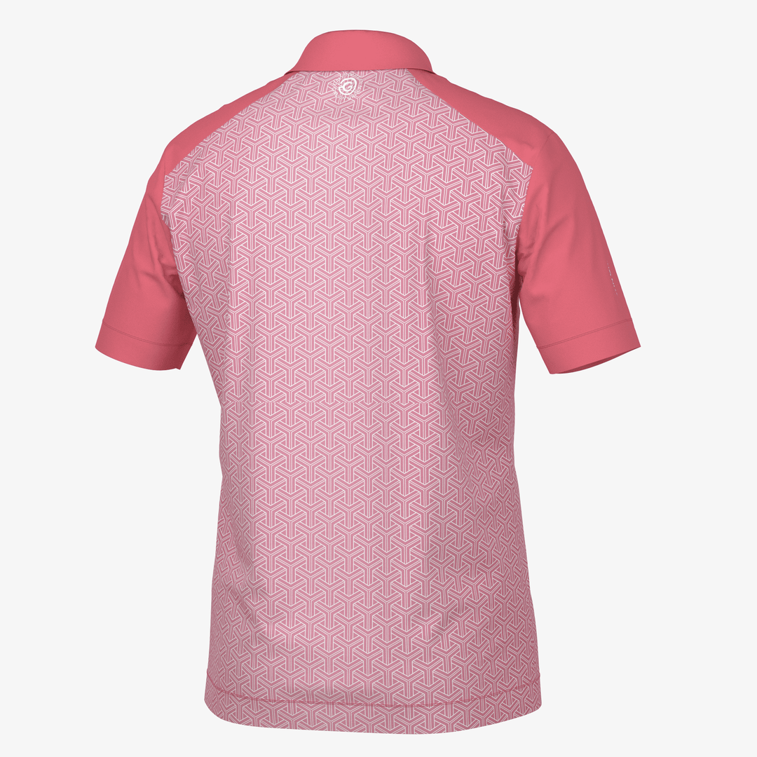Mile is a Breathable short sleeve golf shirt for Men in the color Camelia Rose/White(7)