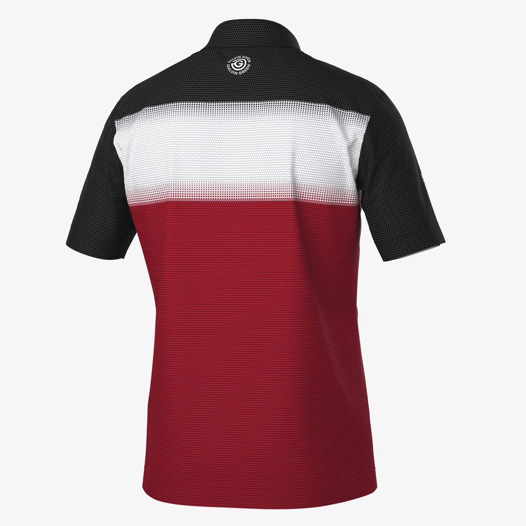 Mo is a Breathable short sleeve golf shirt for Men in the color Red/White/Black(7)