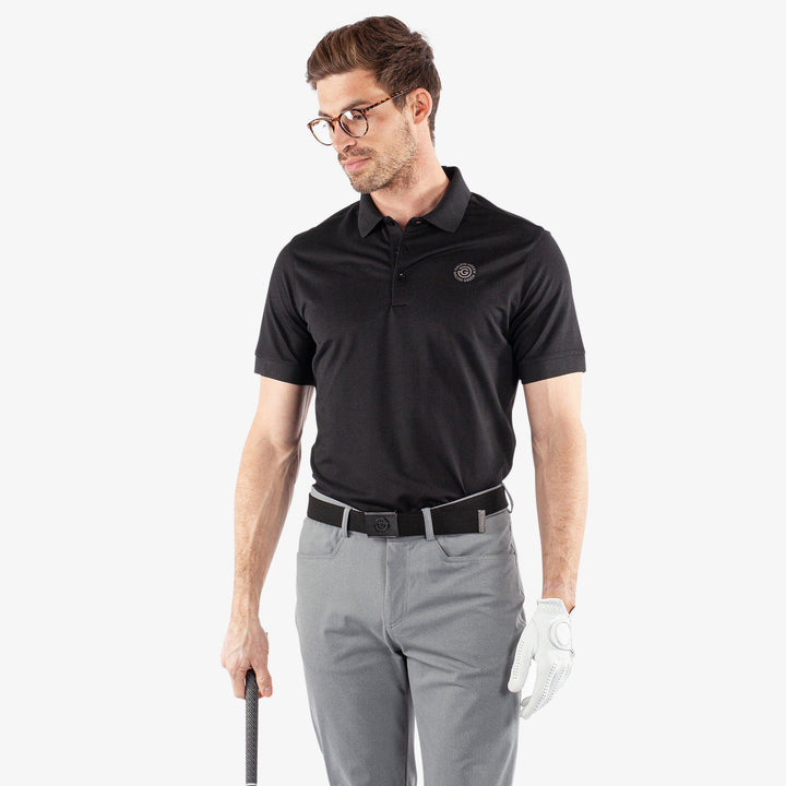 Maximilian is a Breathable short sleeve golf shirt for Men in the color Black(1)