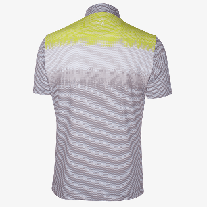 Mo is a Breathable short sleeve golf shirt for Men in the color Cool Grey/White/Sunny Lime(8)