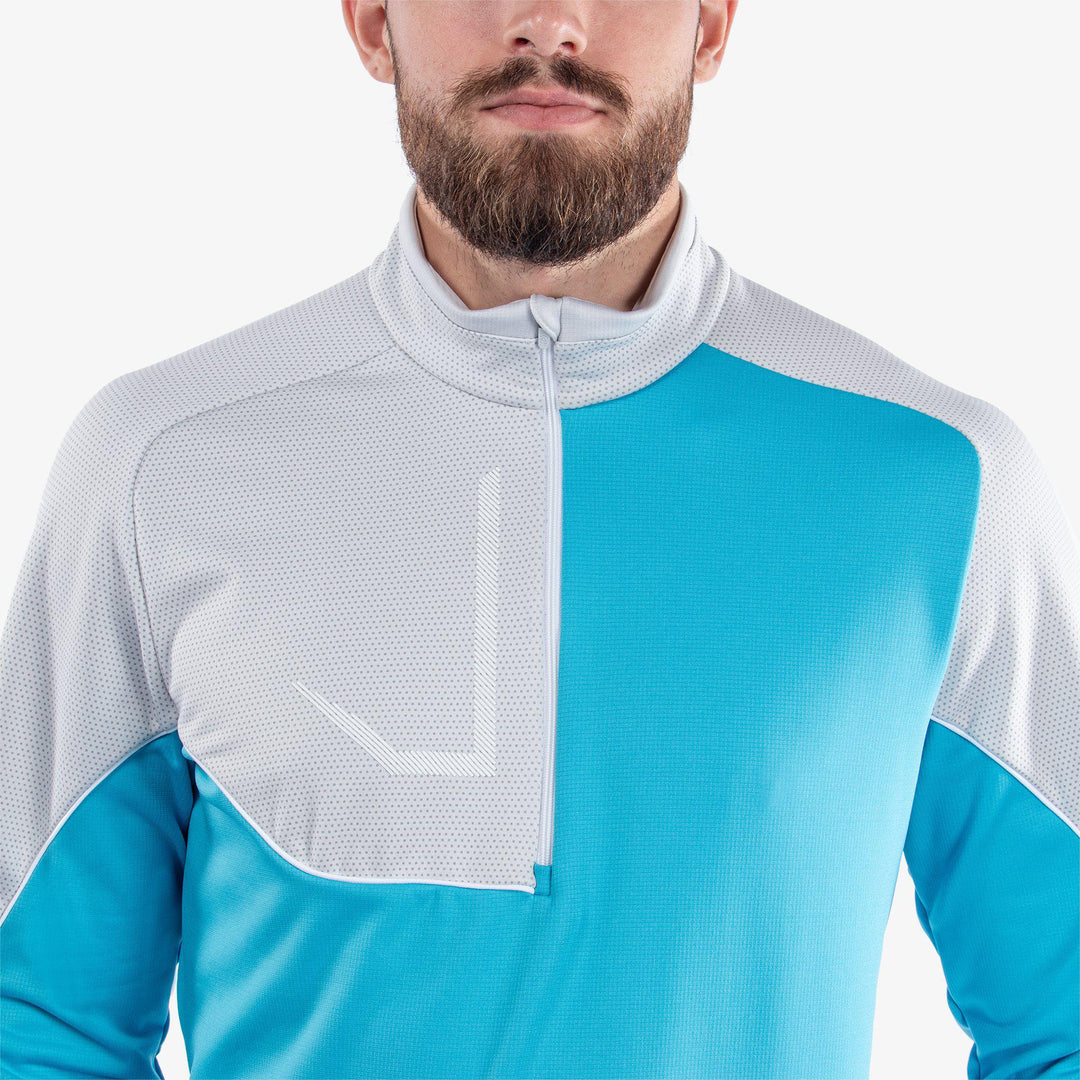 Daxton is a Insulating golf mid layer for Men in the color Aqua/Cool Grey/White(3)