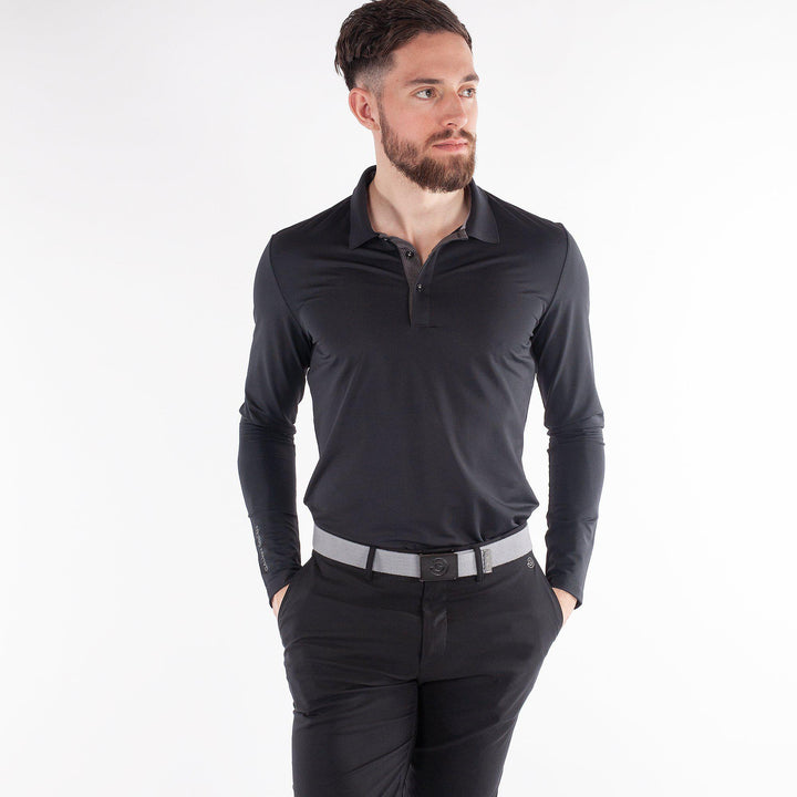 Marwin is a Breathable long sleeve golf shirt for Men in the color Black(1)