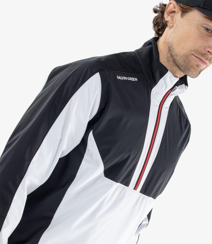 Lawrence is a Windproof and water repellent golf jacket for Men in the color White/Black/Red(3)