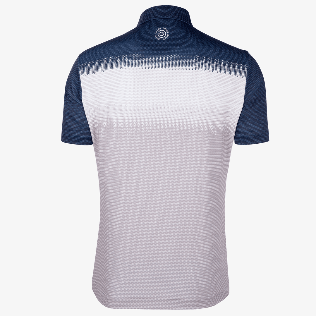 Mo is a Breathable short sleeve golf shirt for Men in the color Cool Grey/White/Navy(7)