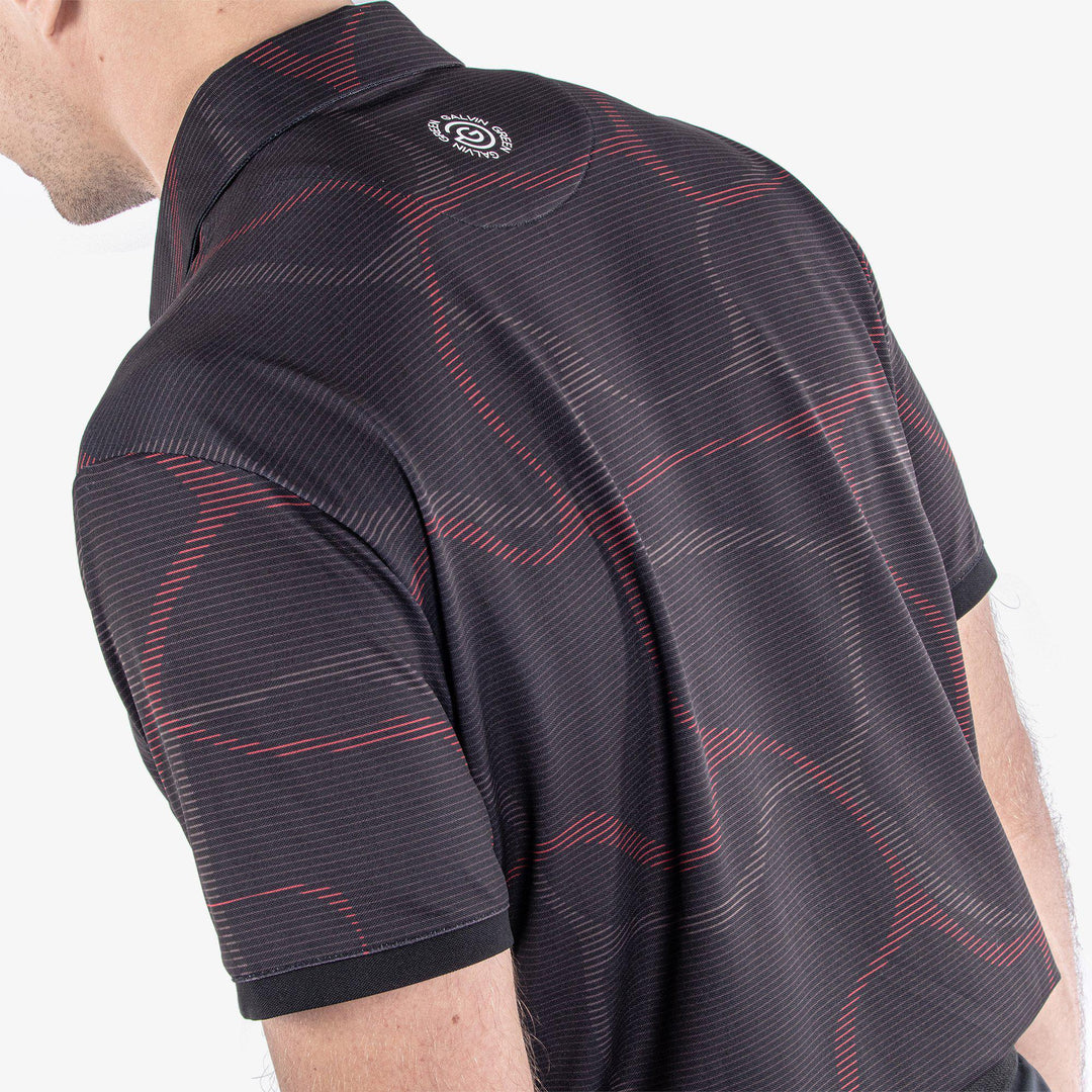 Markos is a Breathable short sleeve golf shirt for Men in the color Black/Red(6)