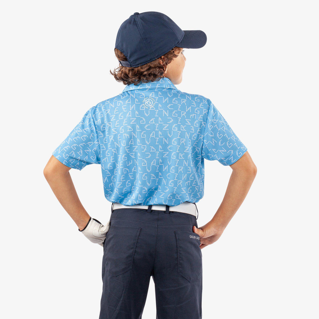 Rickie is a Breathable short sleeve golf shirt for Juniors in the color Alaskan Blue(5)