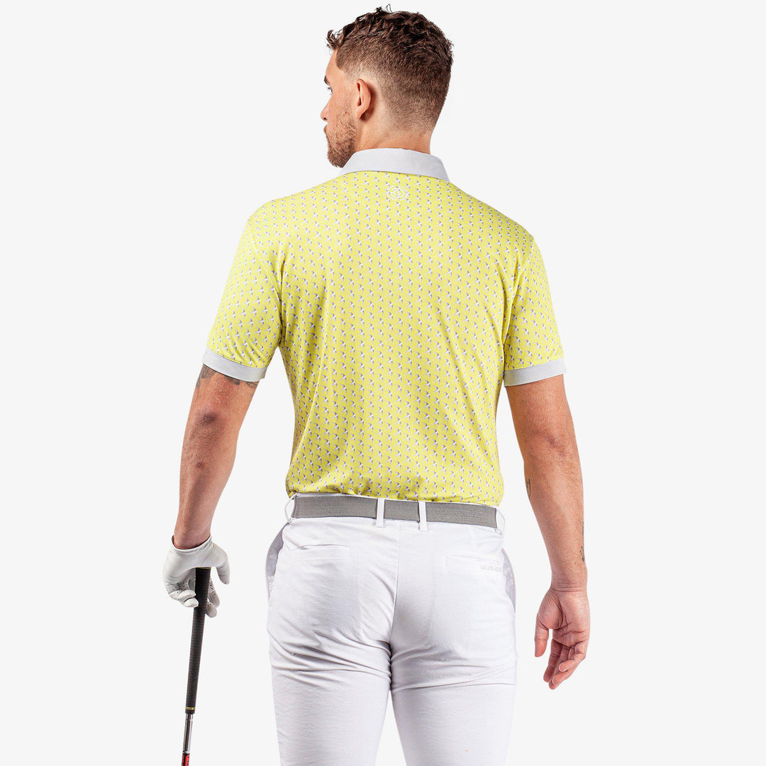 Malcolm is a Breathable short sleeve golf shirt for Men in the color Sunny Lime/Cool Grey/White(5)