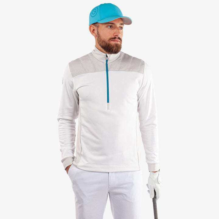 Durante is a Insulating golf mid layer for Men in the color White/Cool Grey/Aqua(1)