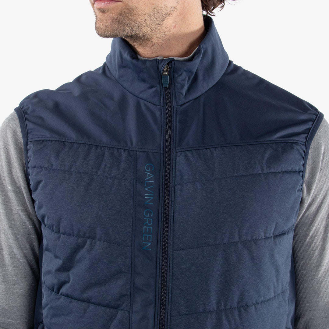 Lauro is a Windproof and water repellent vest for  in the color Navy(4)