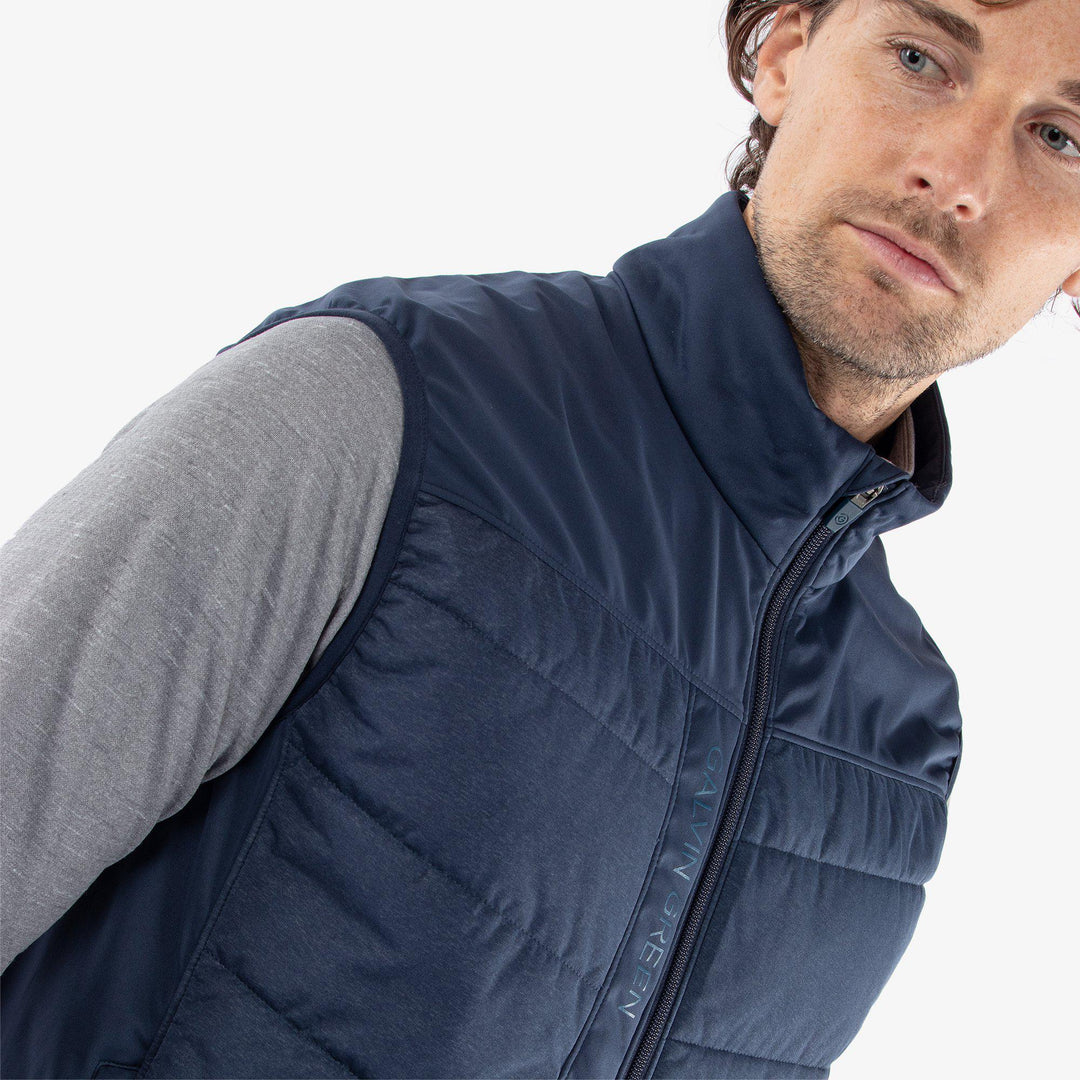 Lauro is a Windproof and water repellent vest for  in the color Navy(3)