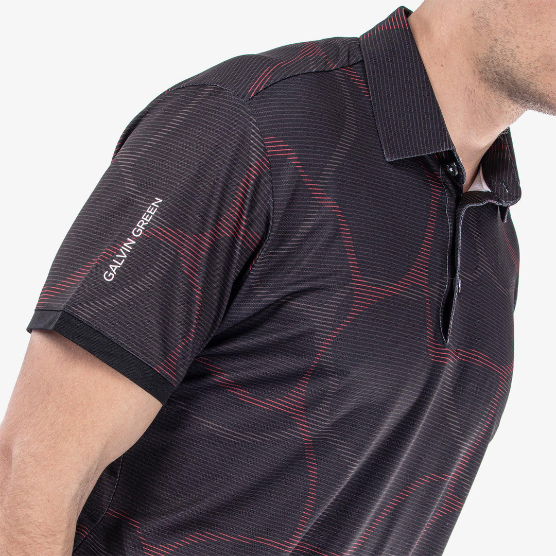 Markos is a Breathable short sleeve golf shirt for Men in the color Black/Red(3)