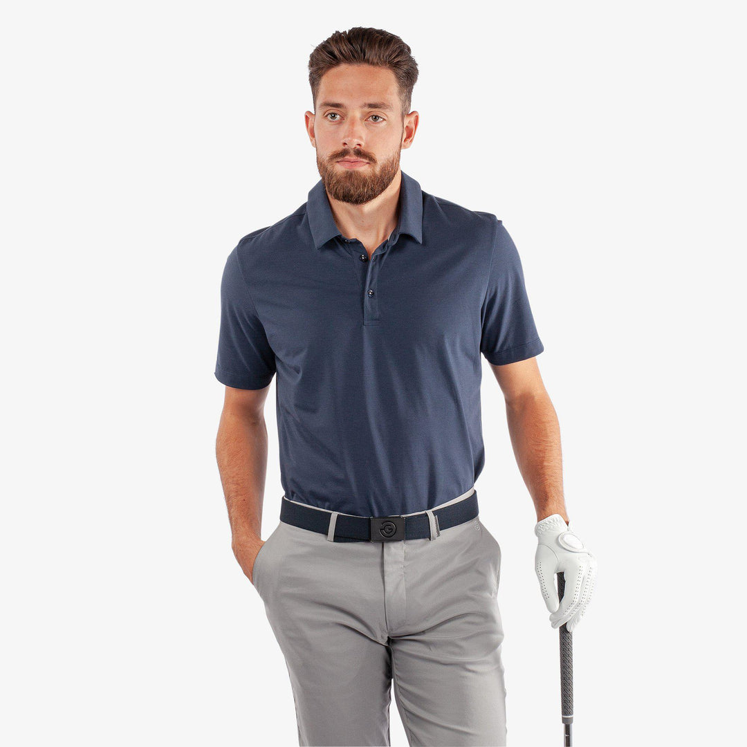 Marcelo is a Breathable short sleeve golf shirt for Men in the color Navy(1)