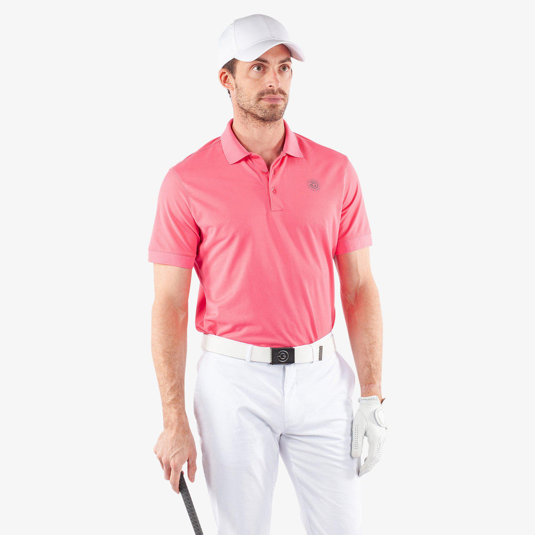 Maximilian is a Breathable short sleeve golf shirt for Men in the color Camelia Rose(1)