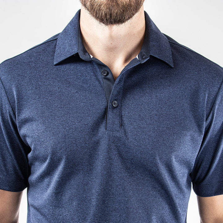 Marv is a Breathable short sleeve golf shirt for Men in the color Navy melange(4)