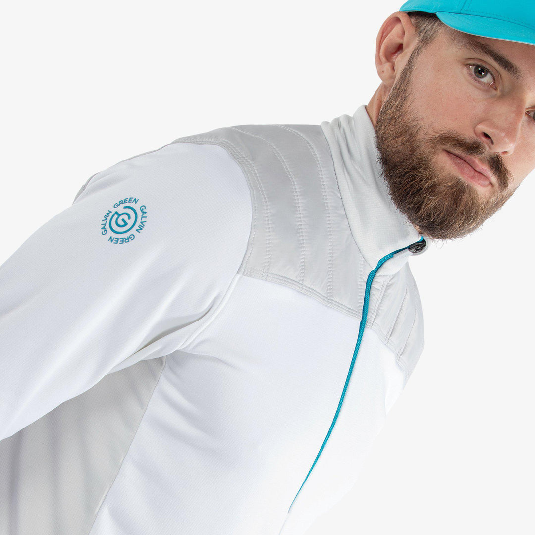 Durante is a Insulating golf mid layer for Men in the color White/Cool Grey/Aqua(3)