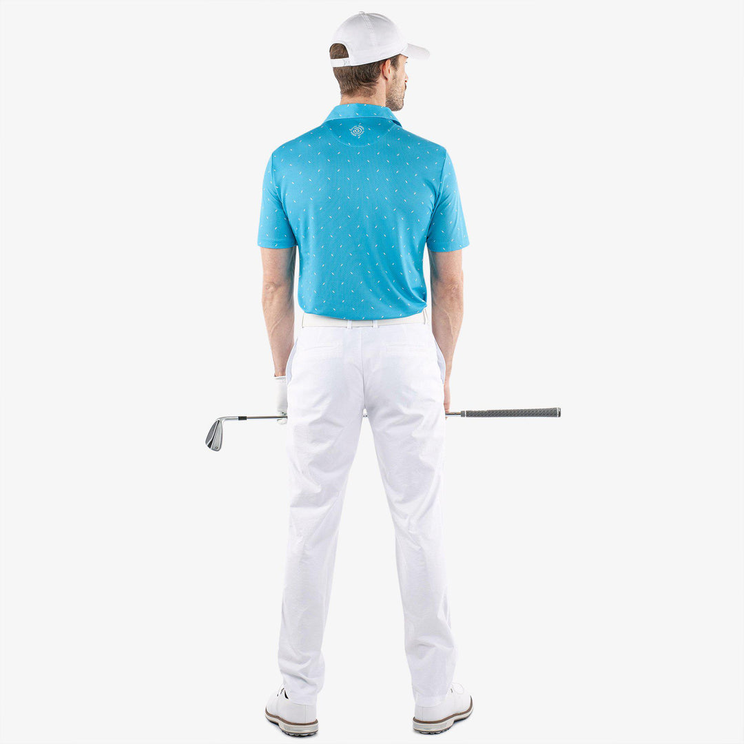 Miklos is a Breathable short sleeve golf shirt for Men in the color Aqua(6)