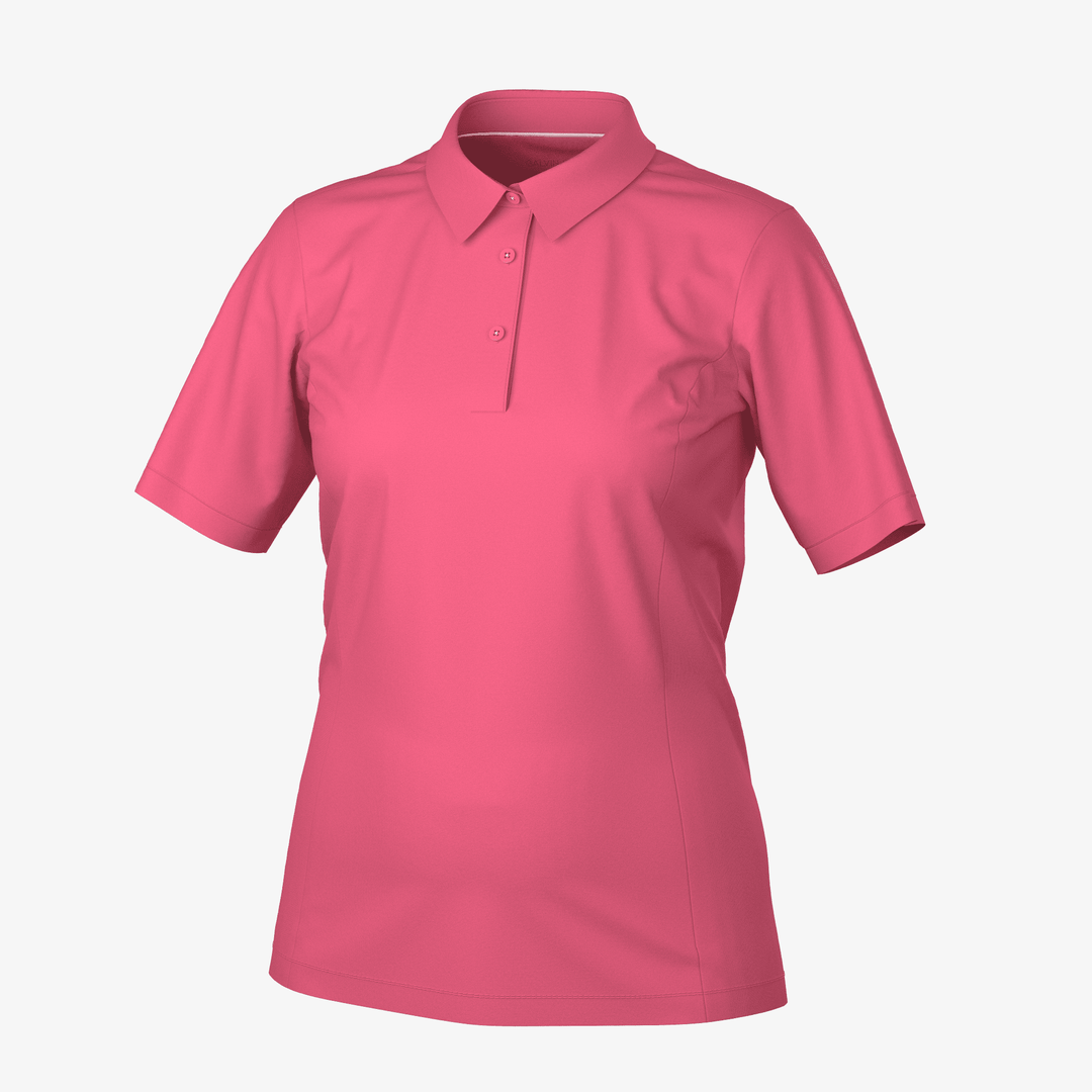Melody is a Breathable short sleeve golf shirt for Women in the color Camelia Rose(0)