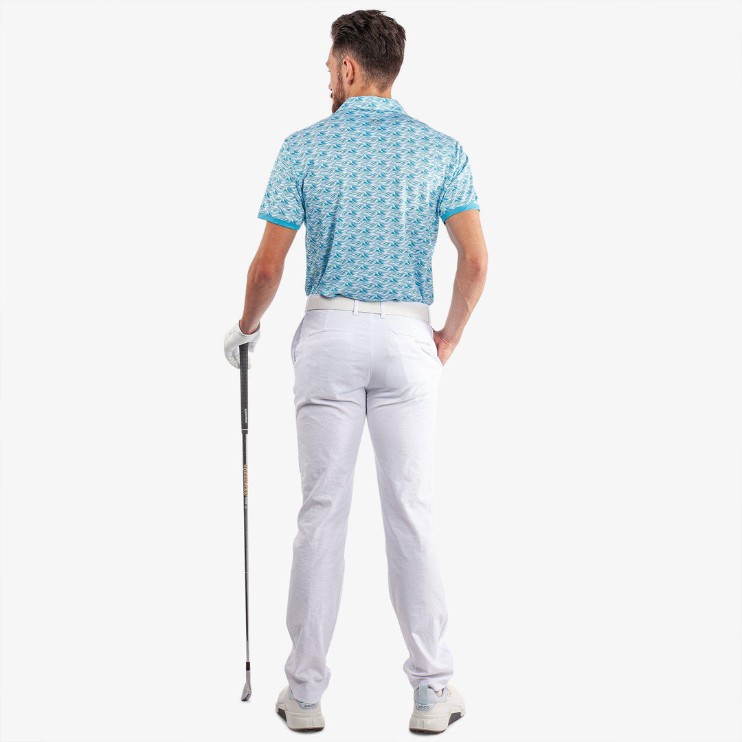 Madden is a Breathable short sleeve golf shirt for Men in the color Aqua/White (7)