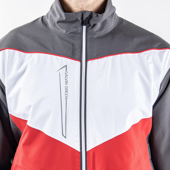 Armstrong is a Waterproof jacket for  in the color Forged Iron/Red/White (4)