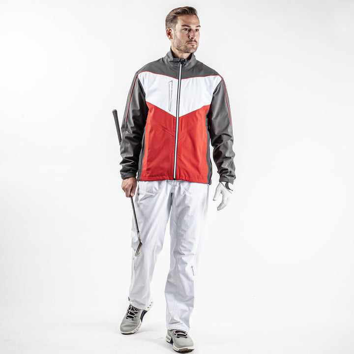 Armstrong is a Waterproof jacket for Men in the color Forged Iron/Red/White (2)