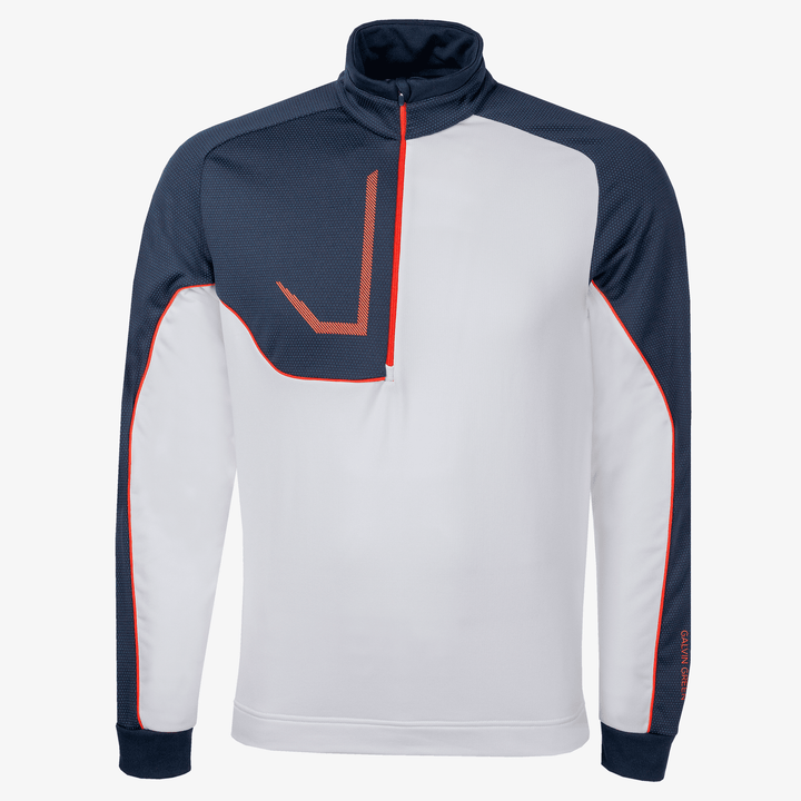 Daxton is a Insulating golf mid layer for Men in the color White/Navy/Orange(0)