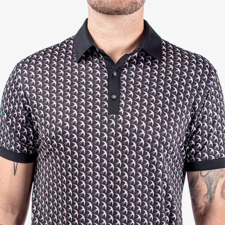 Malcolm is a Breathable short sleeve golf shirt for Men in the color Black/Sharkskin/Red(4)