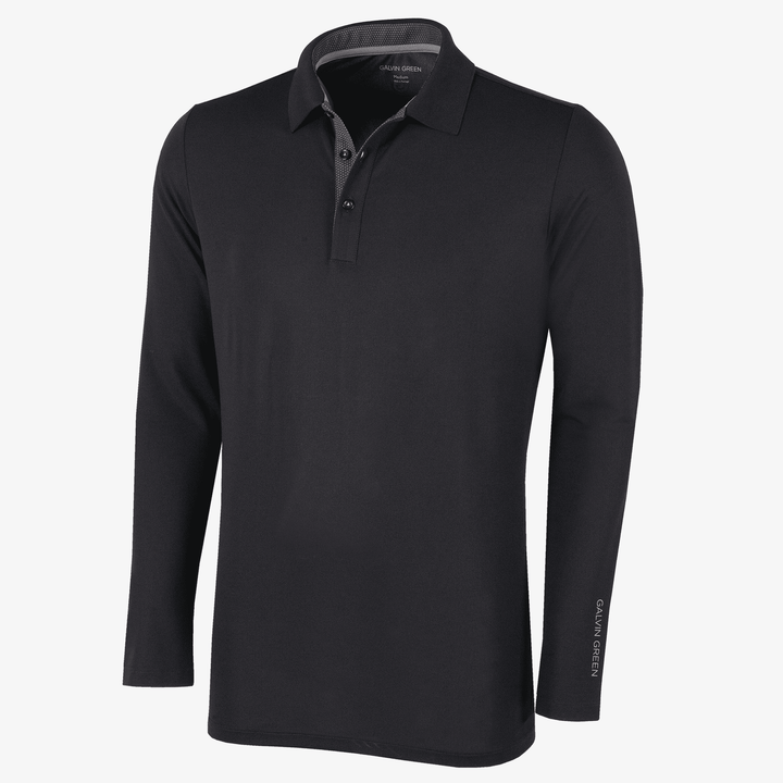 Marwin is a Breathable long sleeve golf shirt for Men in the color Black(0)