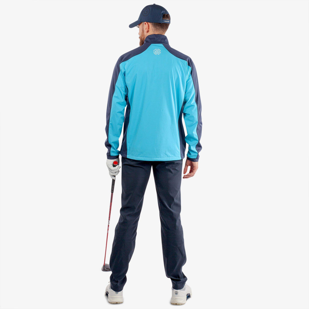 Lawrence is a Windproof and water repellent golf jacket for Men in the color Aqua/Navy(6)