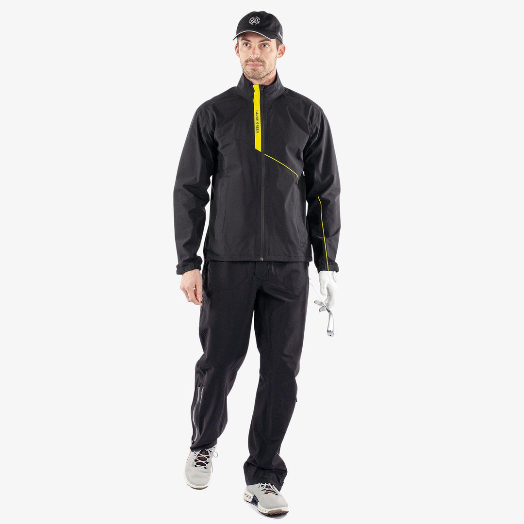 Apollo  is a Waterproof jacket for  in the color Black/Sunny Lime(3)