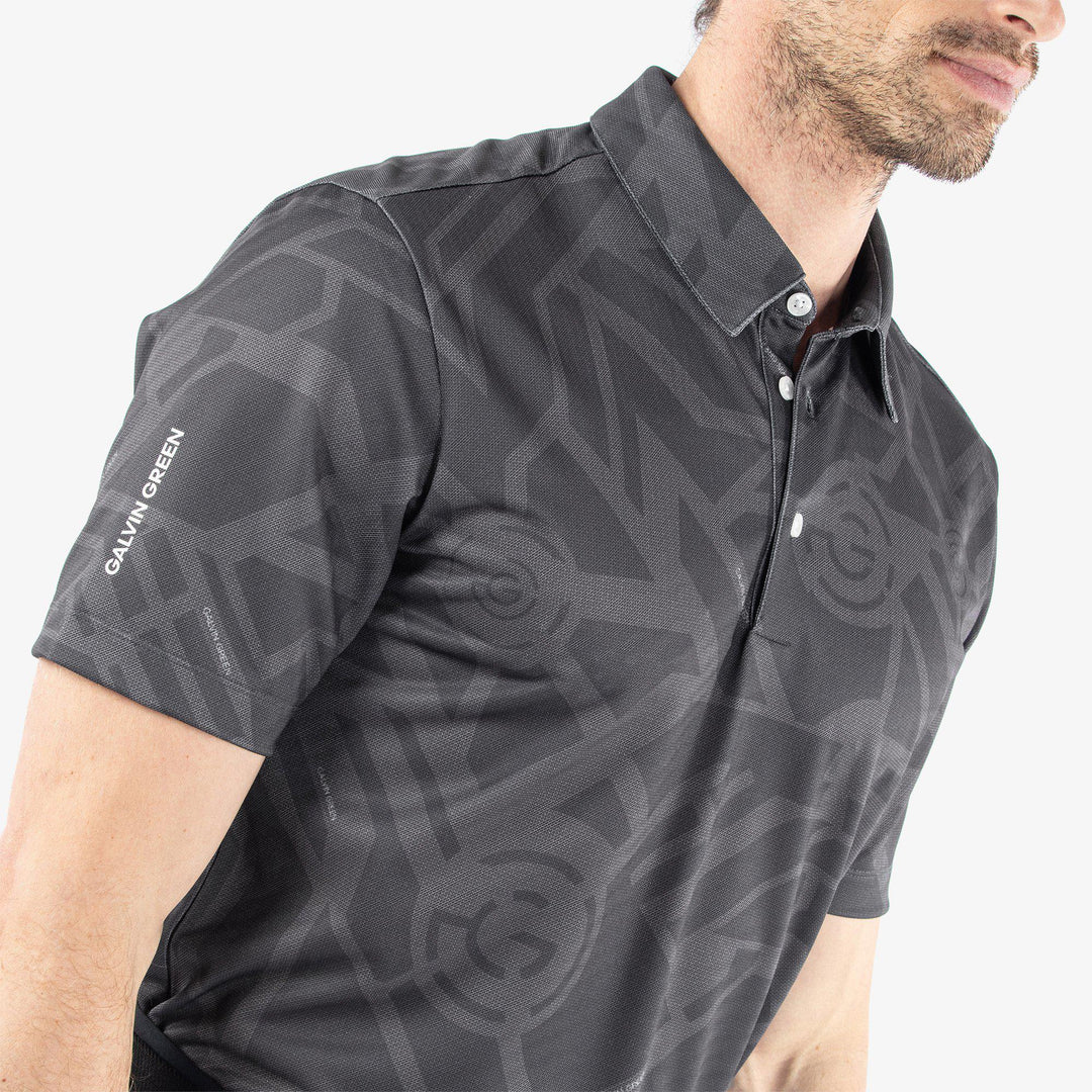 Maze is a Breathable short sleeve golf shirt for Men in the color Black(3)
