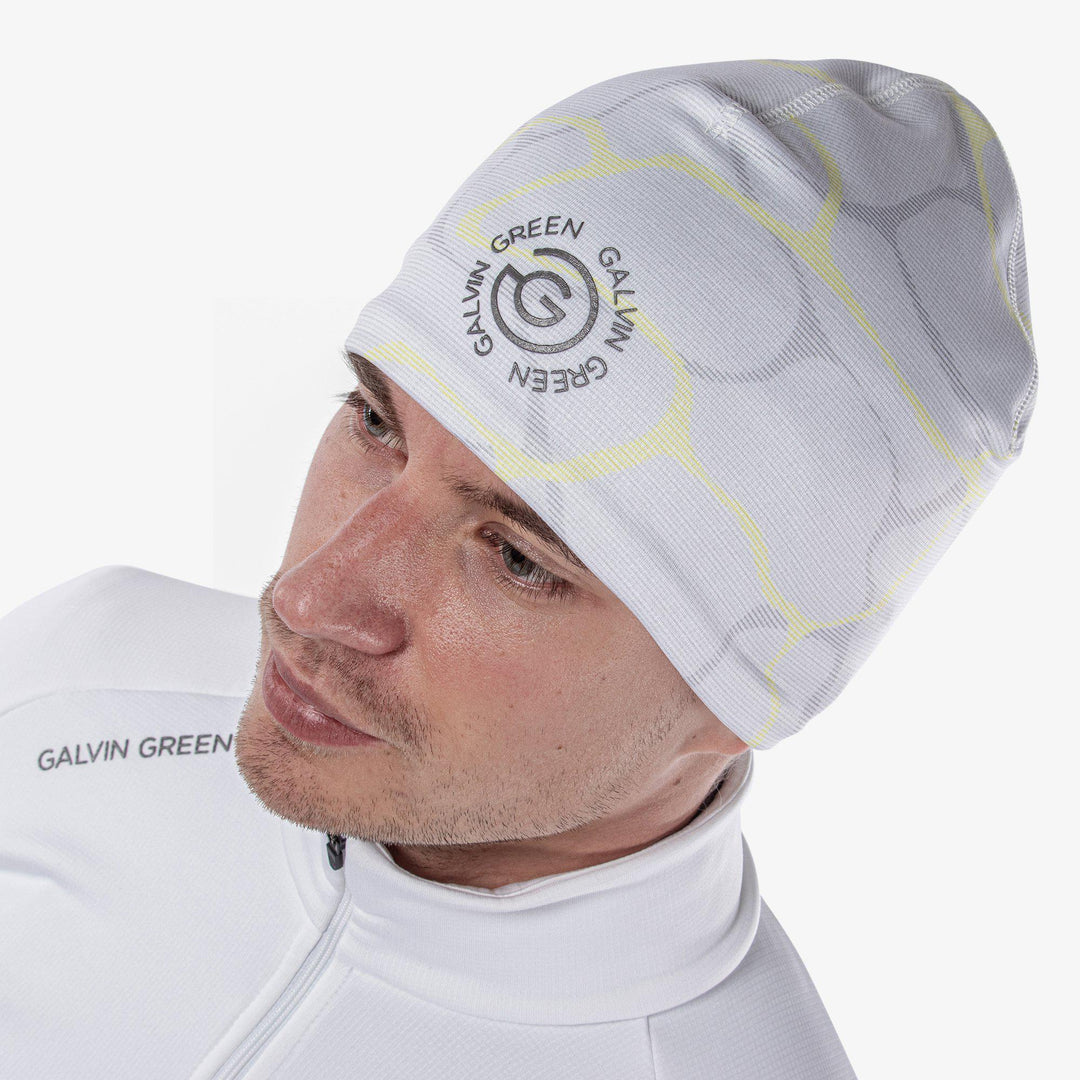 Duke is a Insulating golf hat in the color White/Sunny Lime(2)