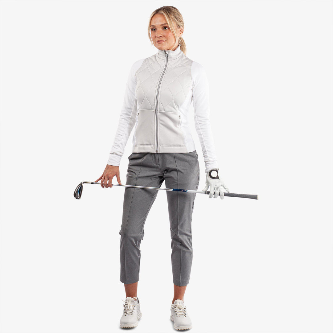 Darlena is a Insulating golf mid layer for Women in the color Cool Grey/White(2)