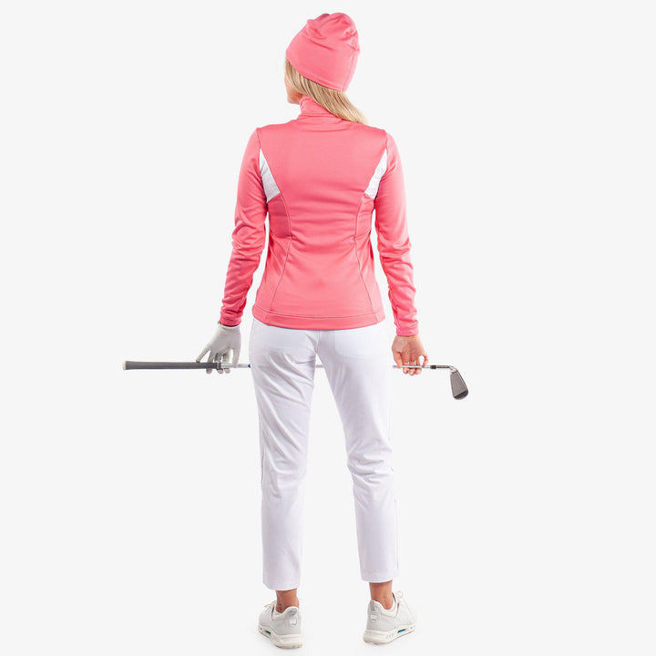 Destiny is a Insulating golf mid layer for Women in the color Camelia Rose/White(6)