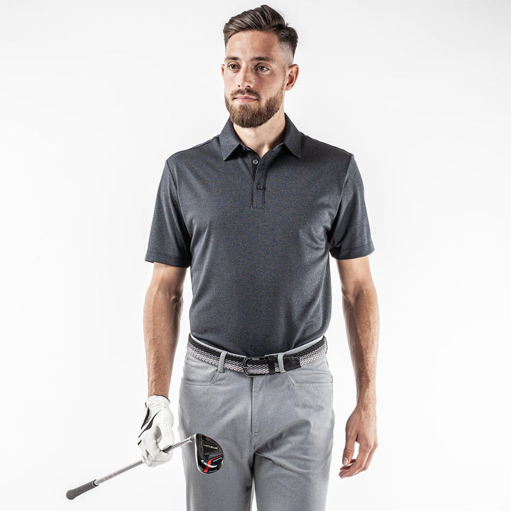 Marv is a Breathable short sleeve golf shirt for Men in the color Black Melange(1)