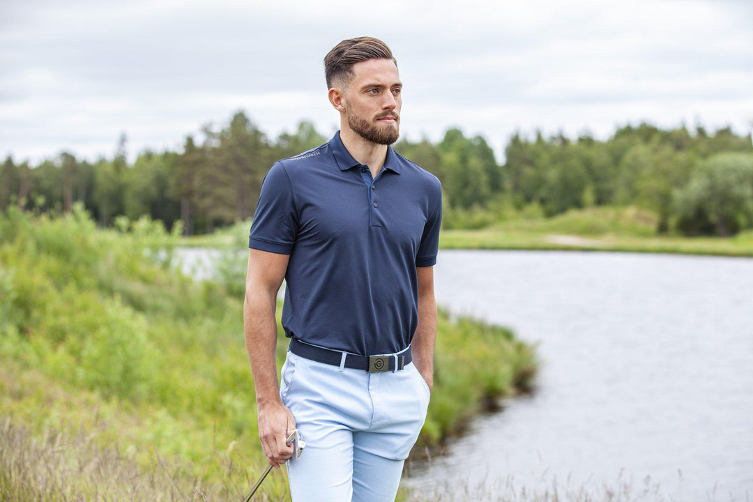 Max is a Breathable short sleeve golf shirt for Men in the color Navy(2)
