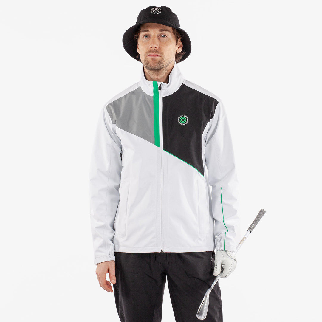 Apollo  is a Waterproof jacket for Men in the color White/Black/Green(1)