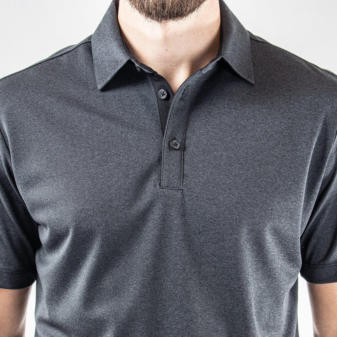 Marv is a Breathable short sleeve golf shirt for Men in the color Black Melange(4)