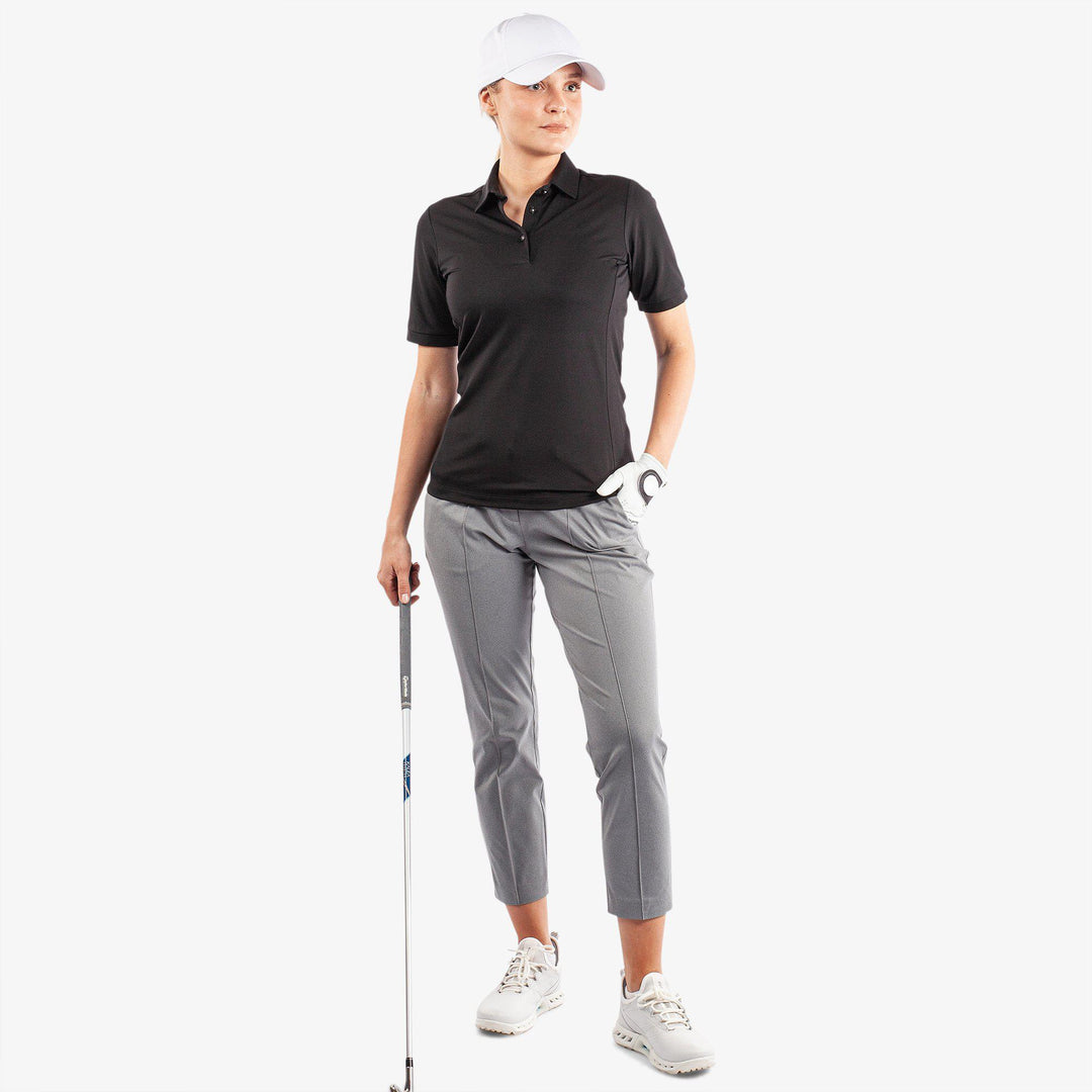 Melody is a Breathable short sleeve golf shirt for Women in the color Black(2)