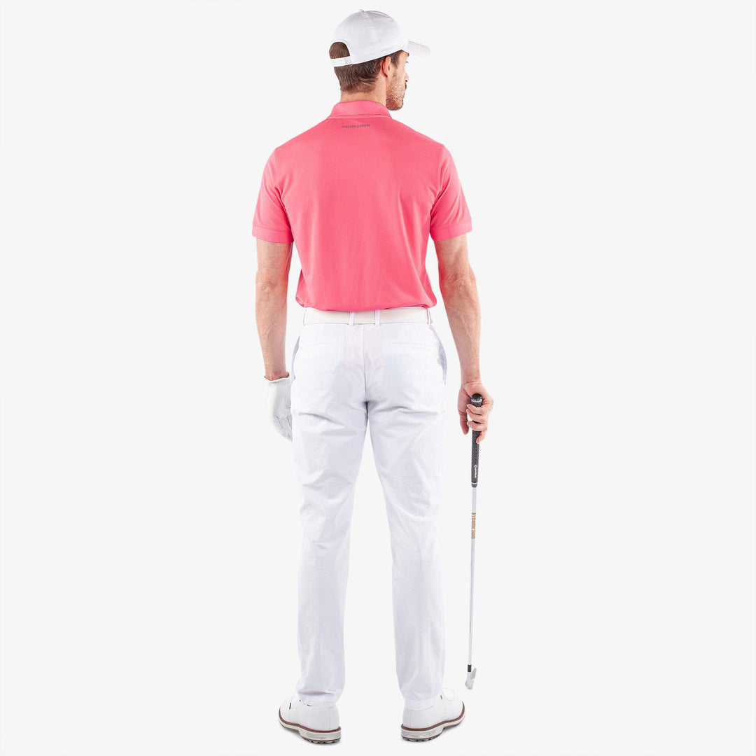 Maximilian is a Breathable short sleeve golf shirt for Men in the color Camelia Rose(6)